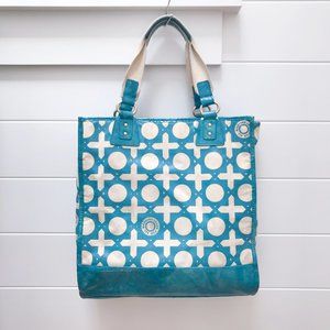 7 FOR ALL MANKIND Turquoise Summer Canvas Tote Bag